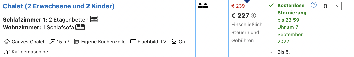 Screenshot Booking