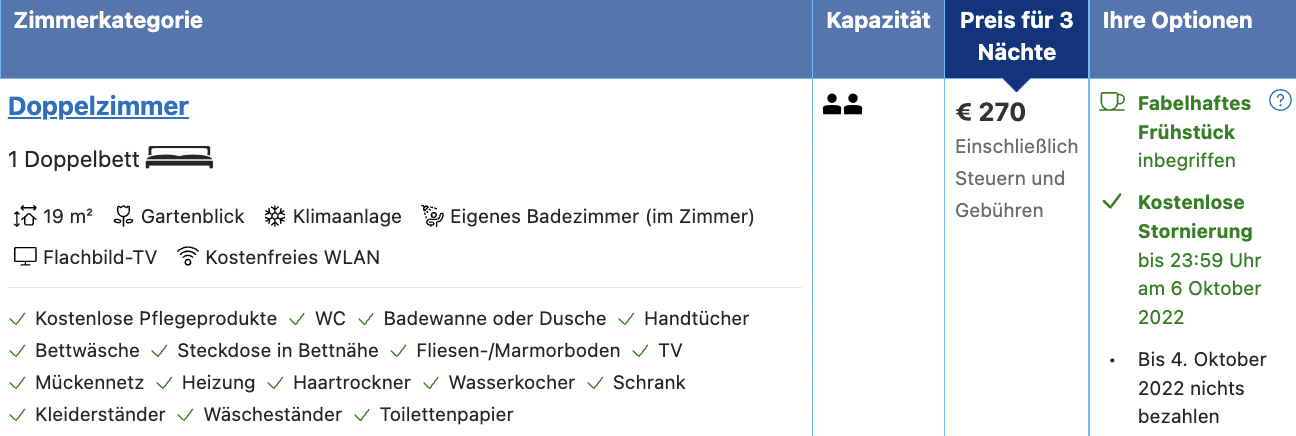 Screenshot Booking