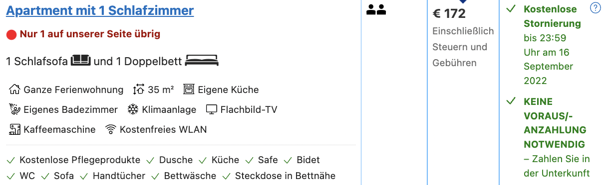 Screenshot Booking