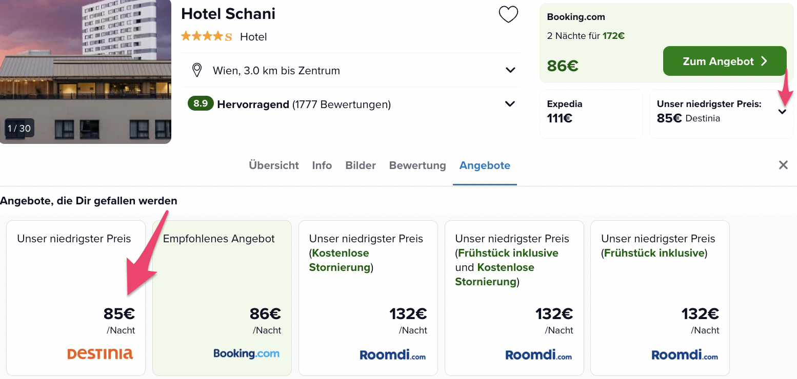 Screenshot Trivago