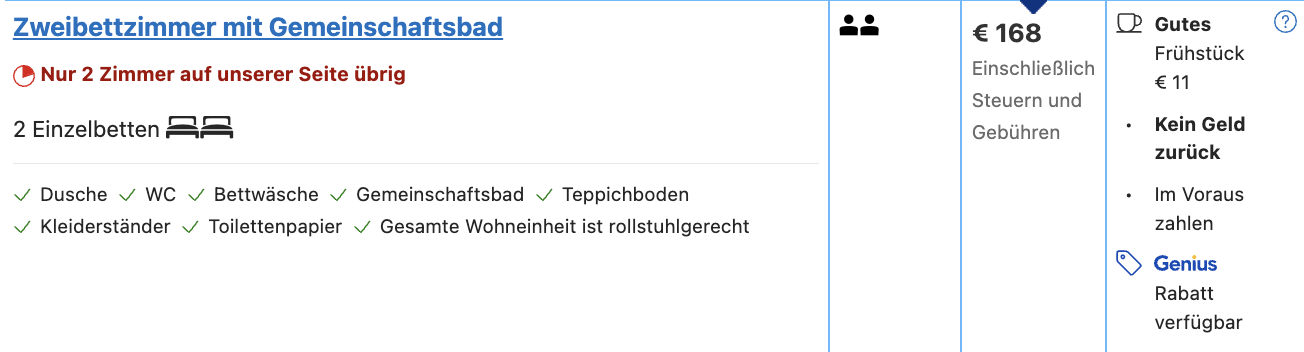 Screenshot Booking