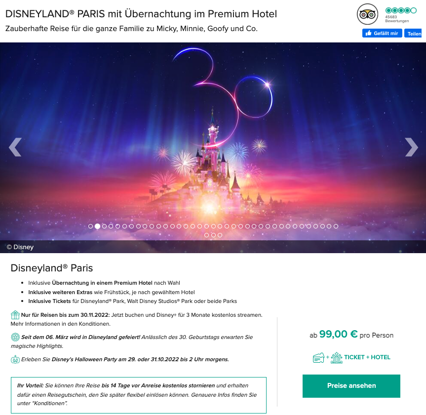 Disneyland® Paris | Parkeintritt & Hotel