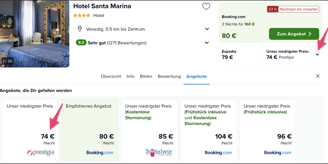 Screenshot Trivago