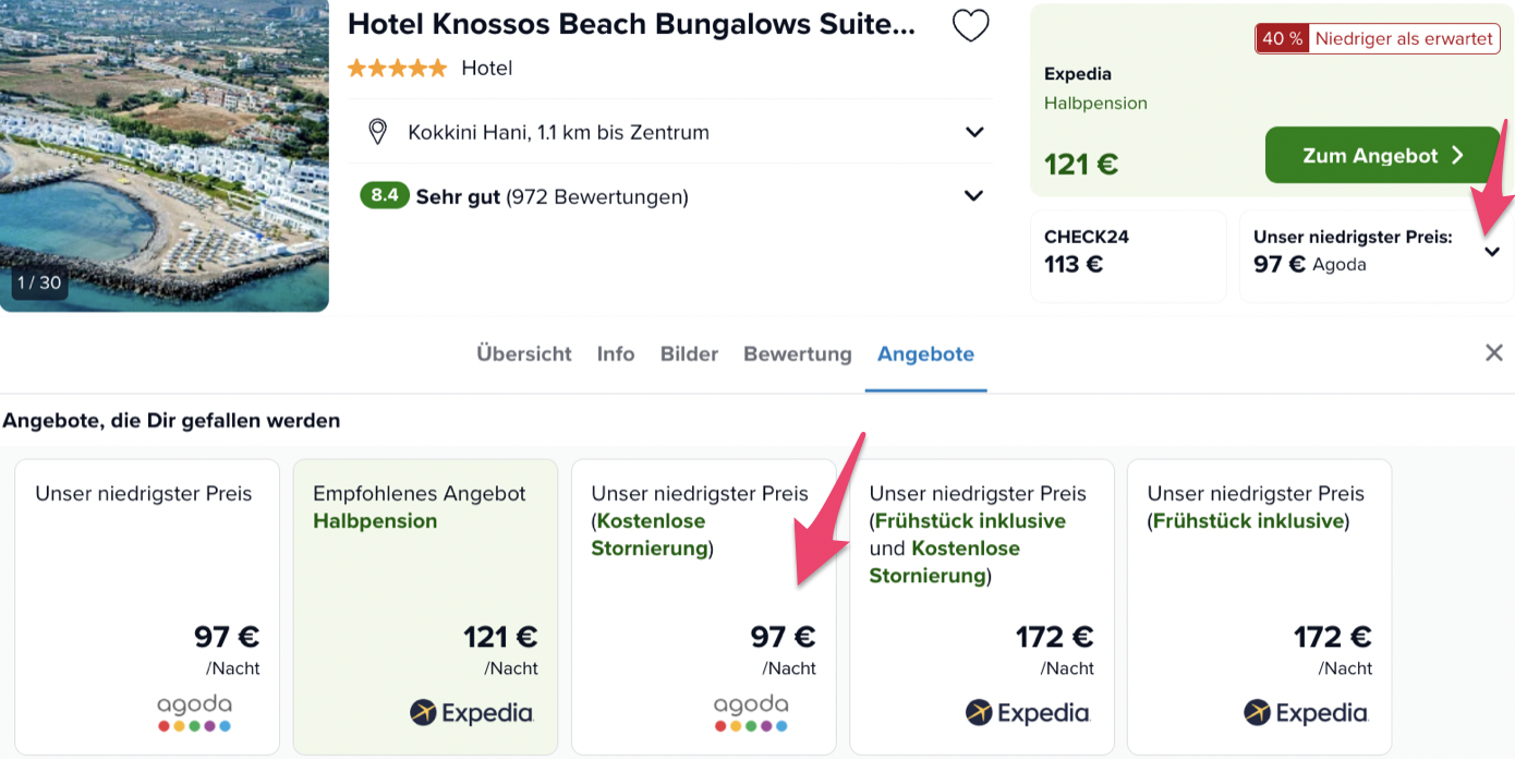 Screenshot Trivago