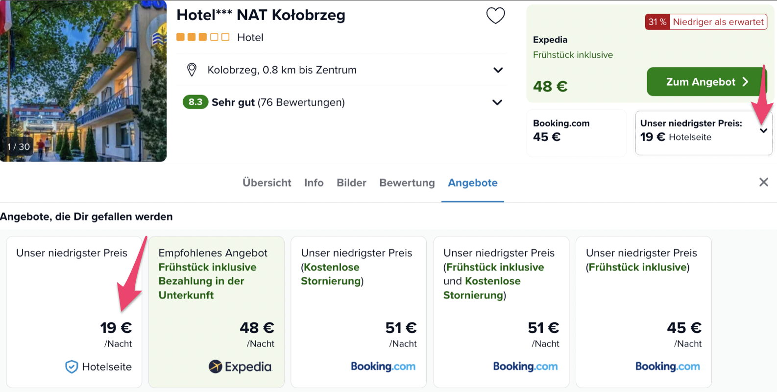 Screenshot Trivago