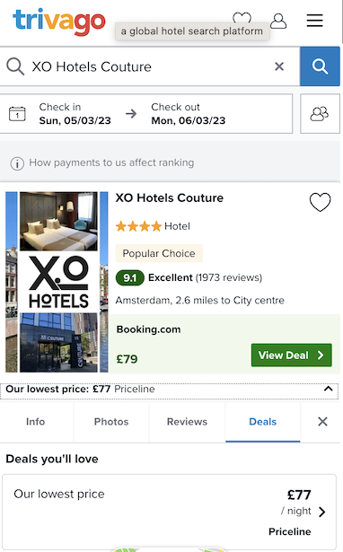 Screenshot Trivago