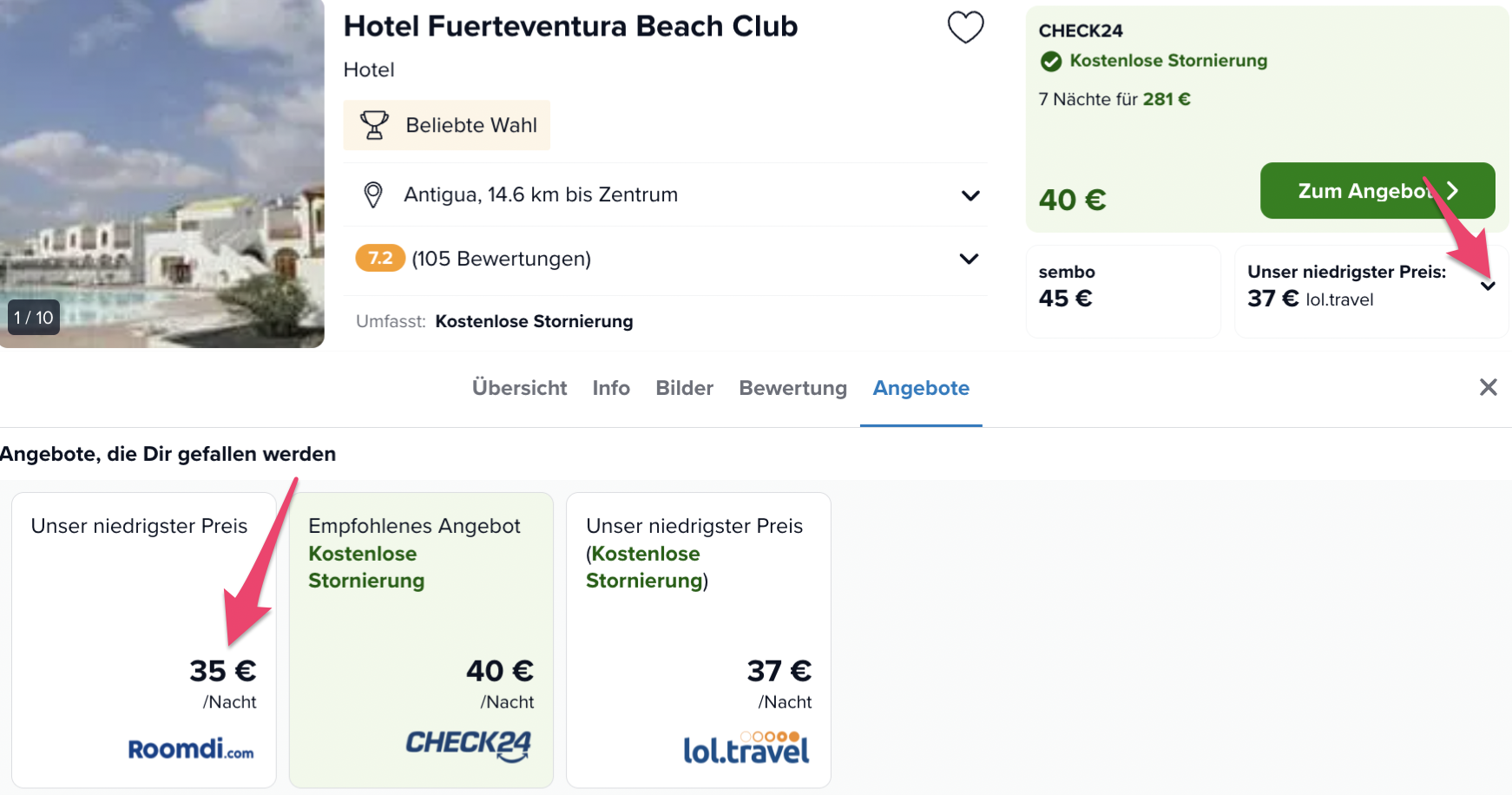 Screenshot Trivago