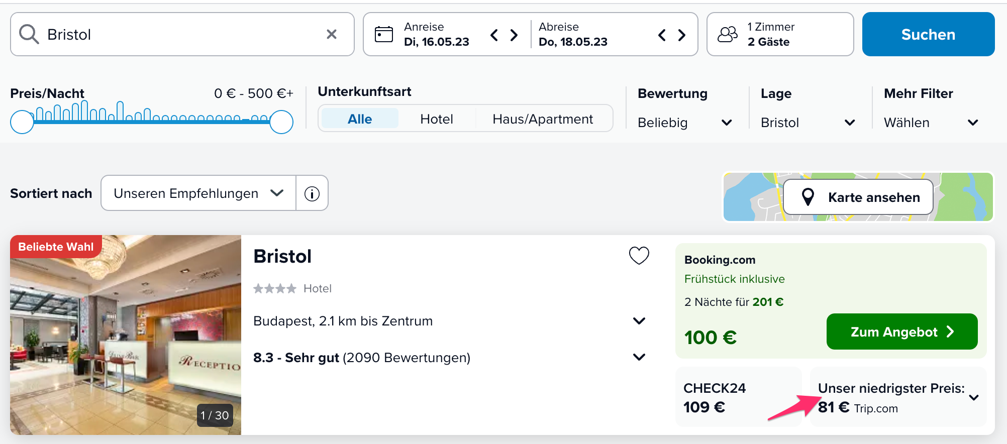 Screenshot Trivago