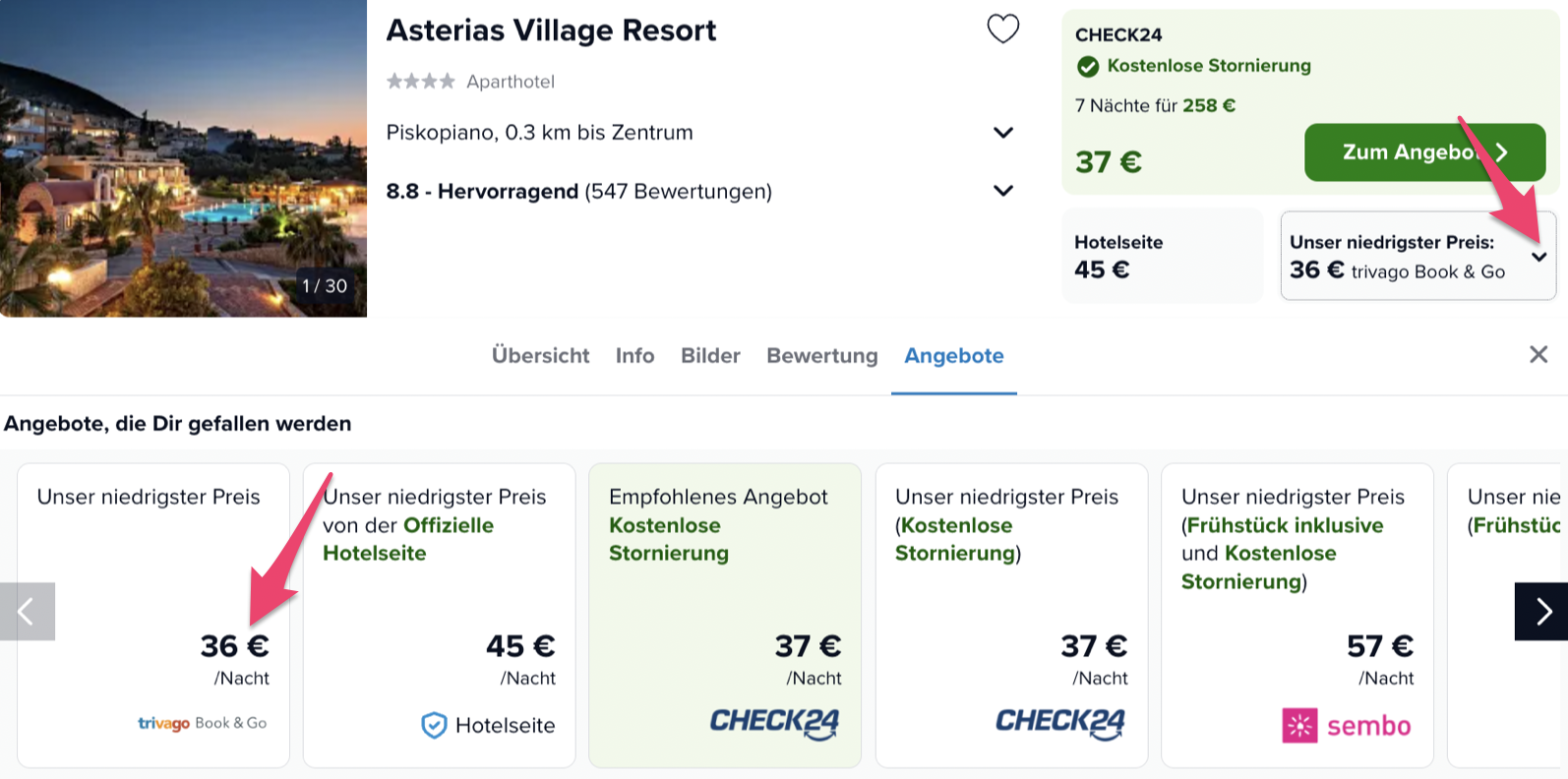 Screenshot Trivago