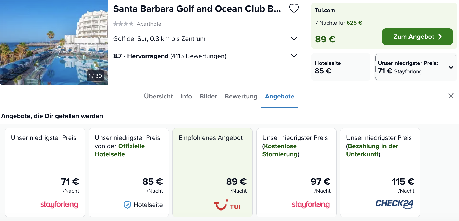 Screenshot Trivago