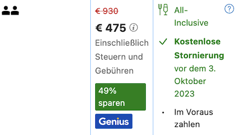 Screenshot Booking