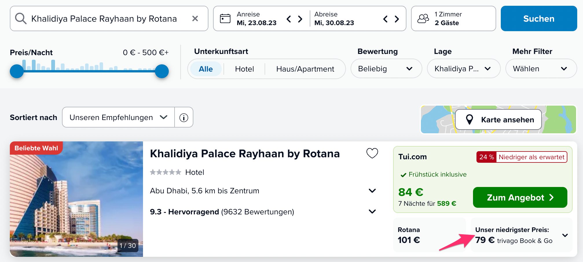 Screenshot Trivago
