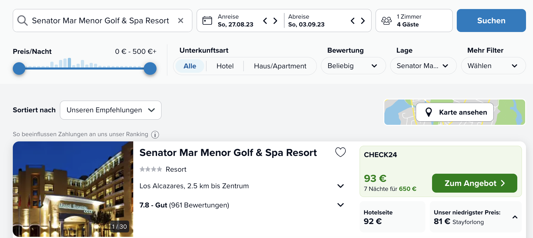 Screenshot Trivago