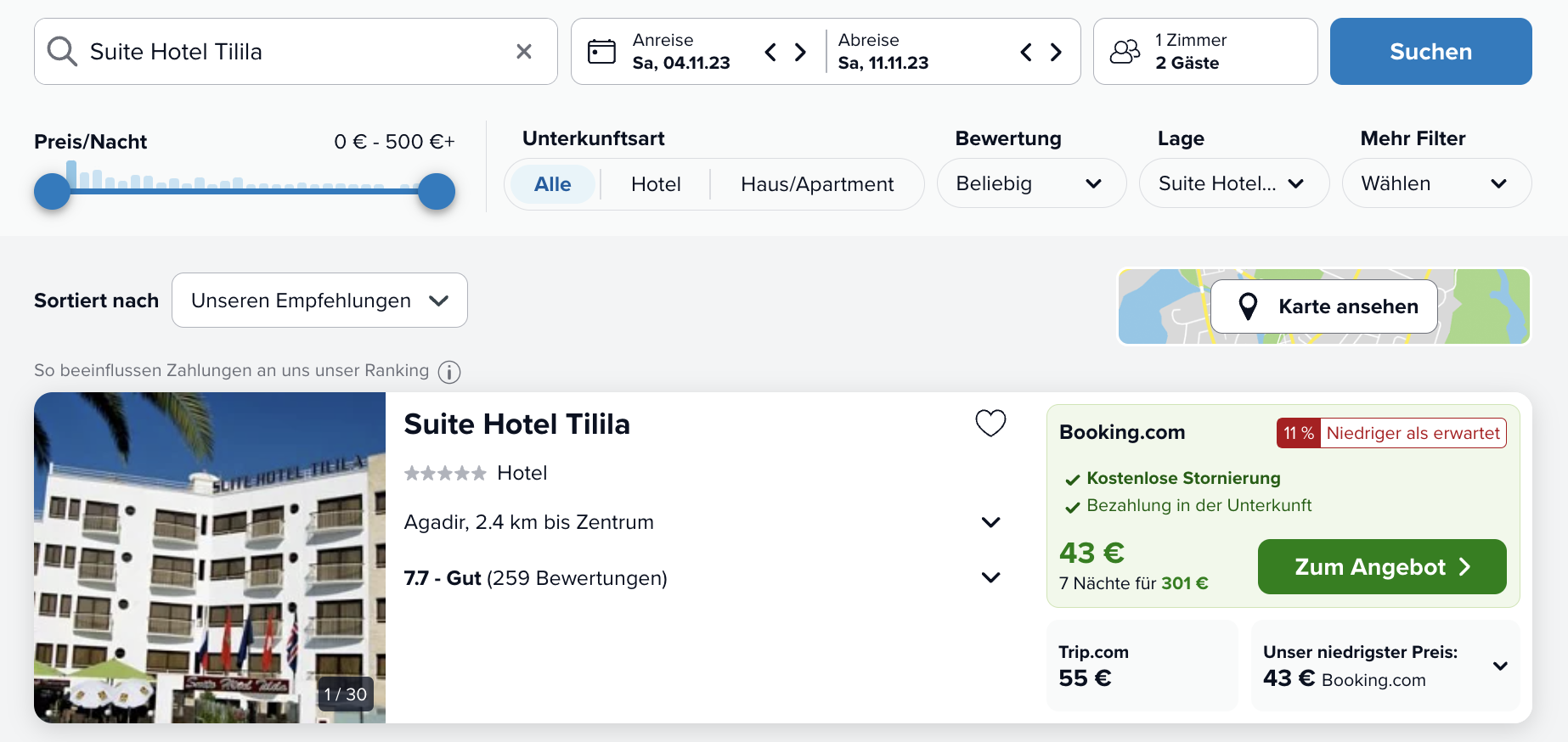 Screenshot Trivago