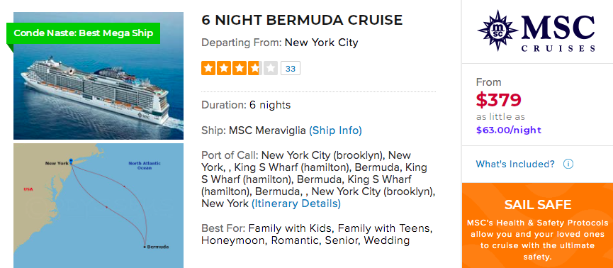 best 3 day cruise from nyc to bermuda