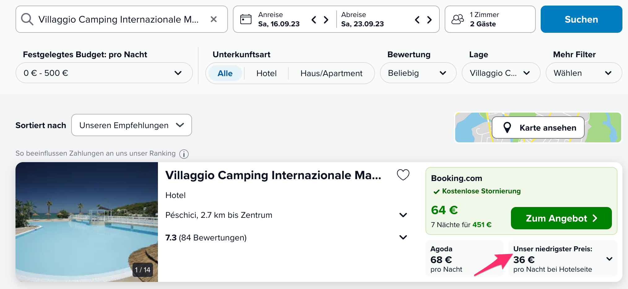 Screenshot Trivago