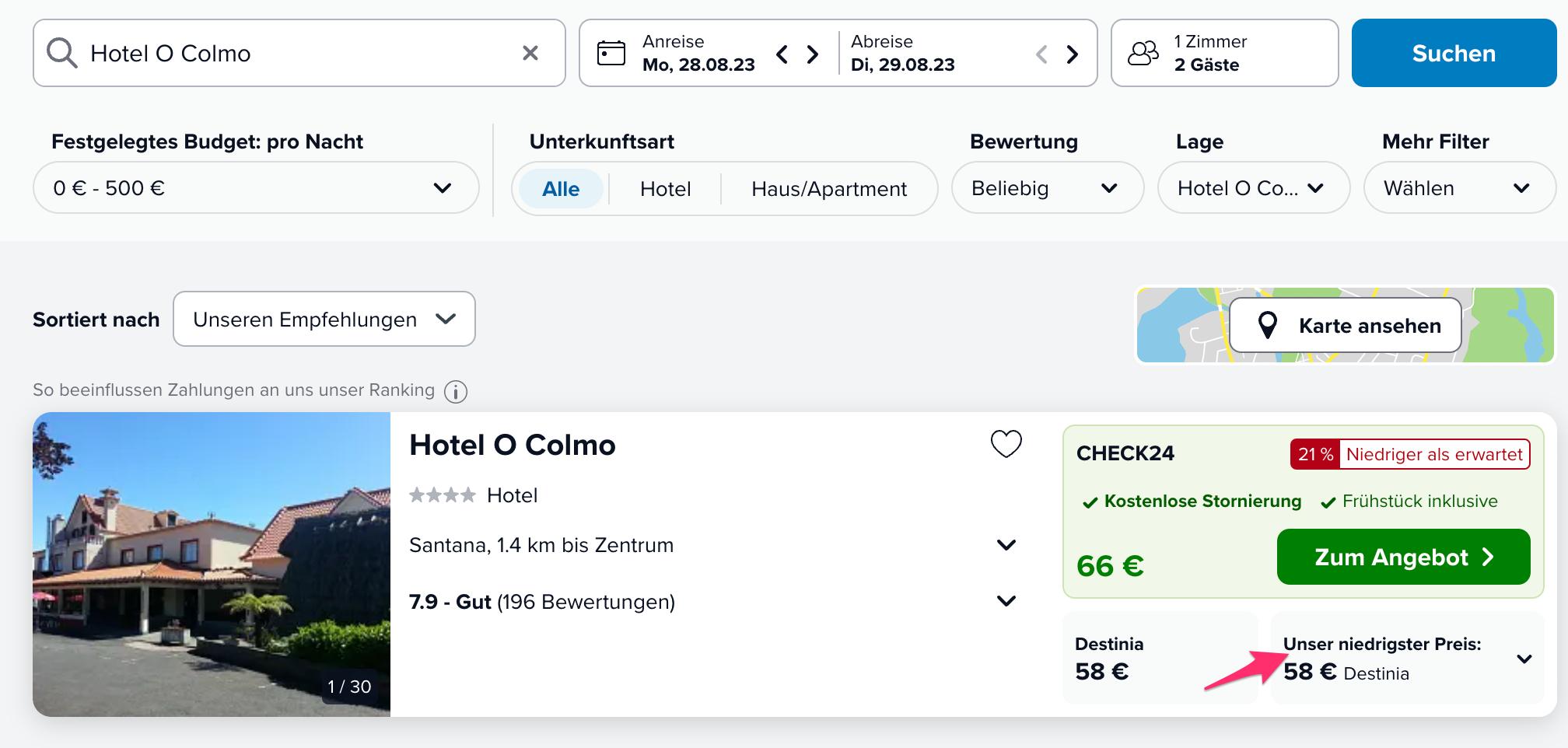 Screenshot Trivago