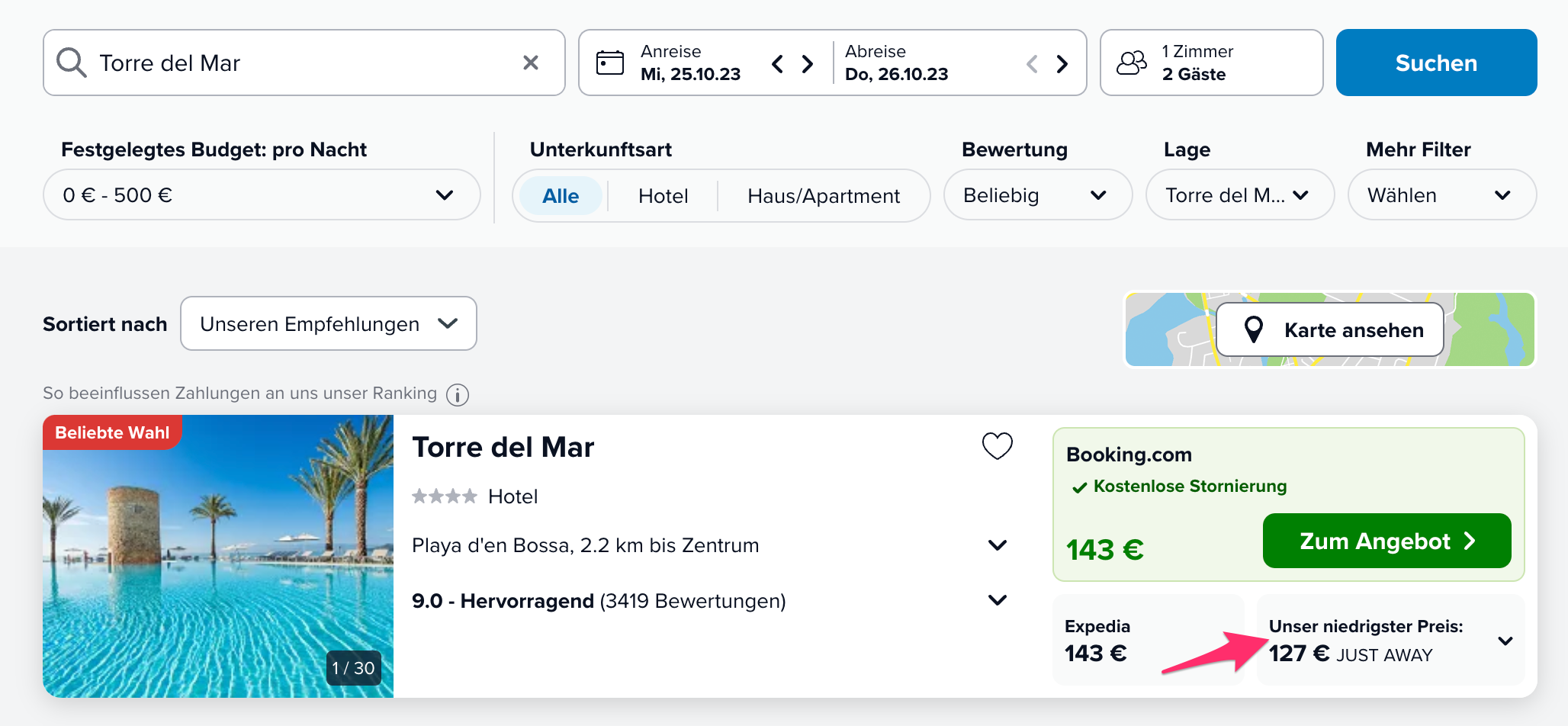 Screenshot Trivago