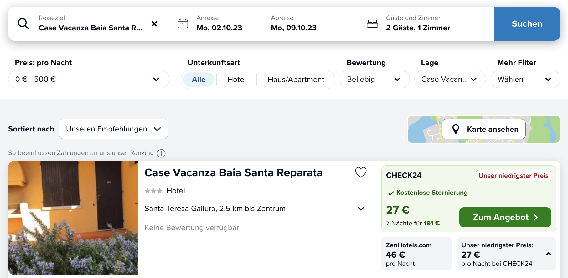 Screenshot Trivago