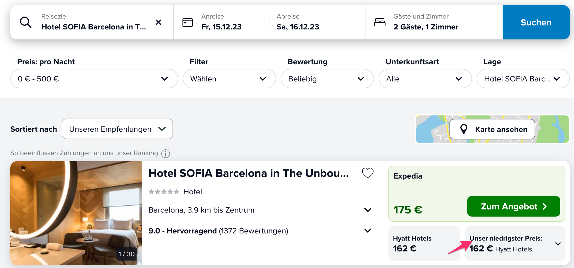Screenshot Trivago