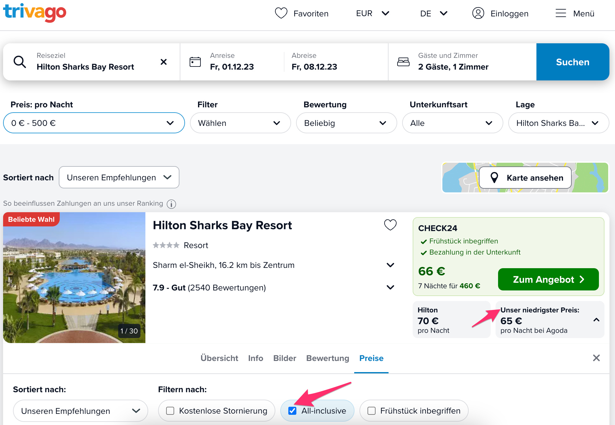Screenshot Trivago