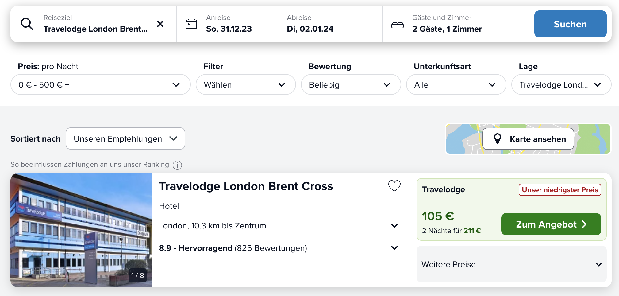 Screenshot Trivago