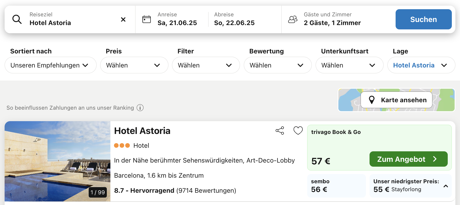 Screenshot Trivago