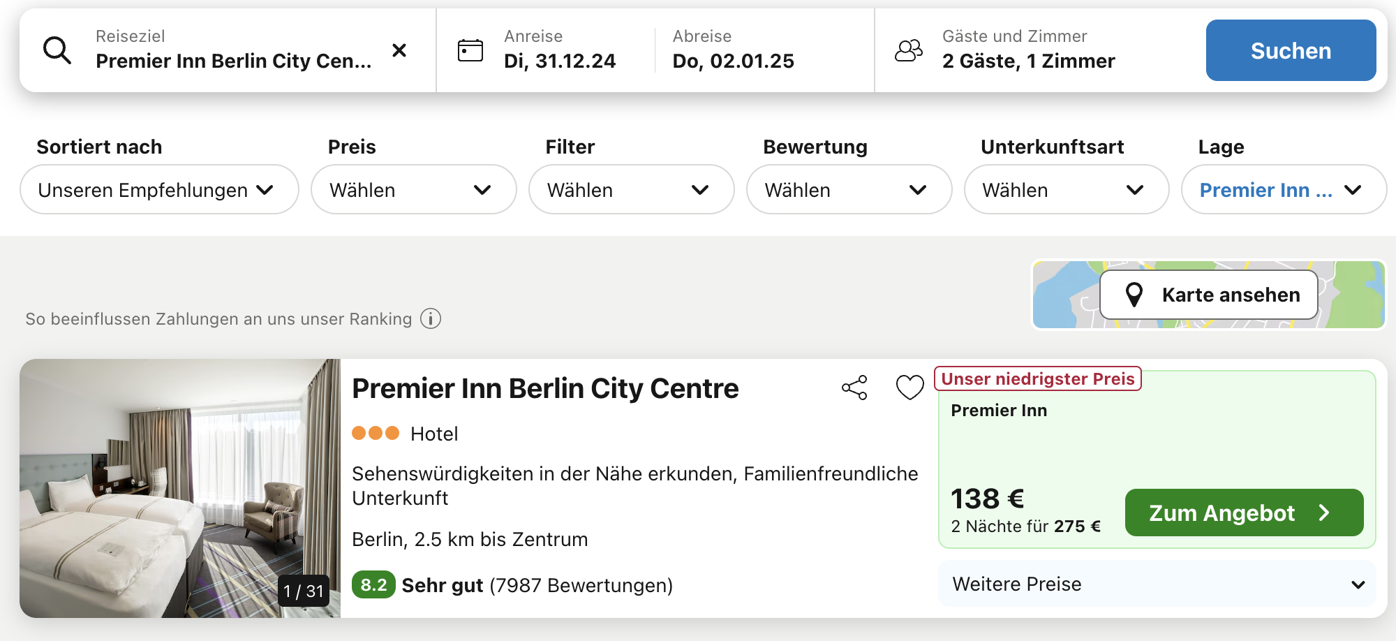 Screenshot Trivago