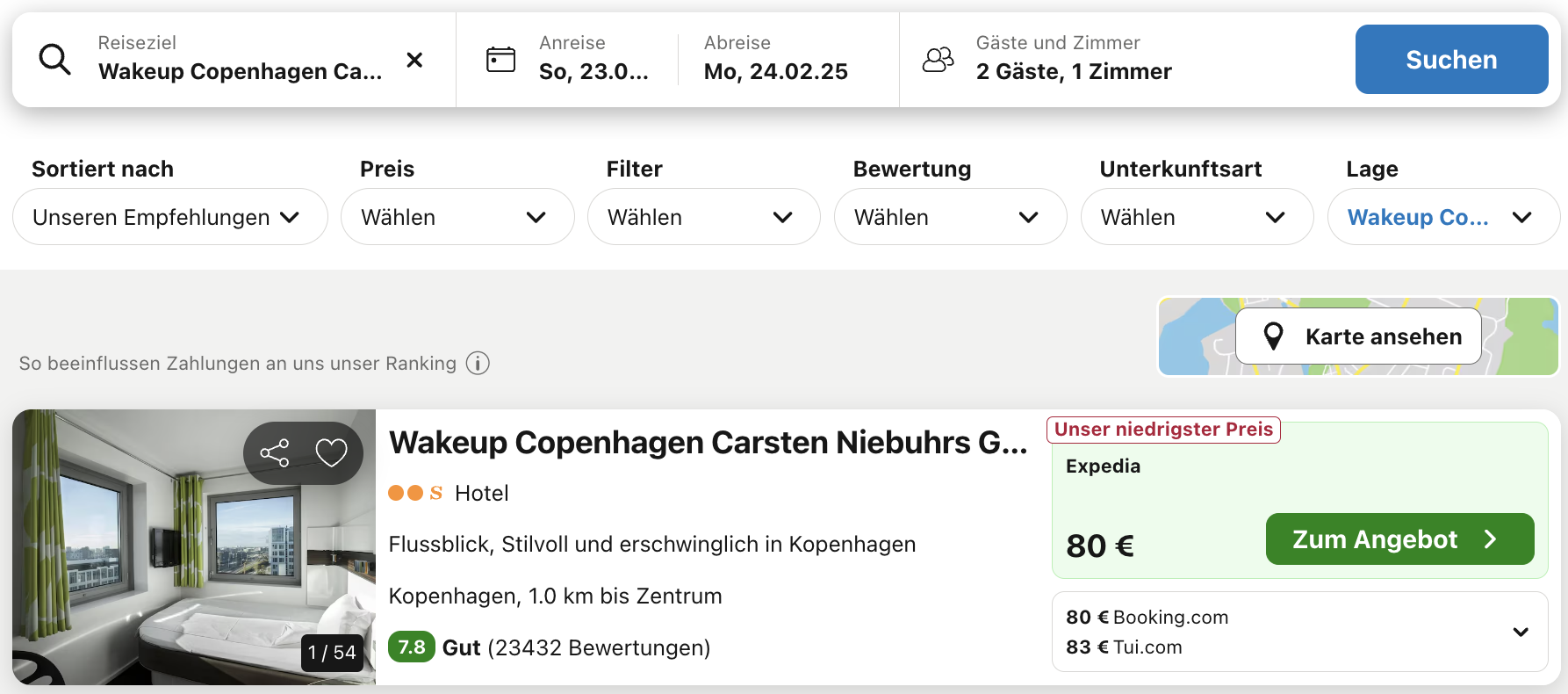 Screenshot Trivago