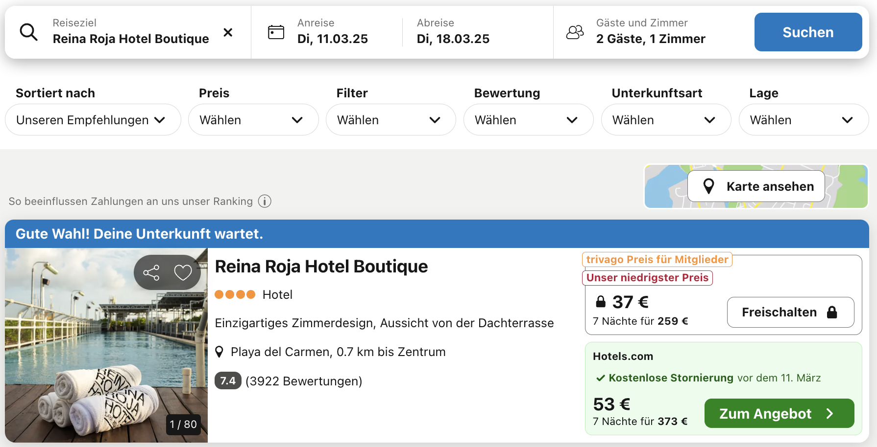 Screenshot Trivago
