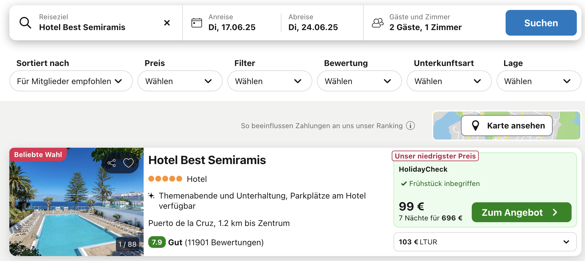Screenshot Trivago
