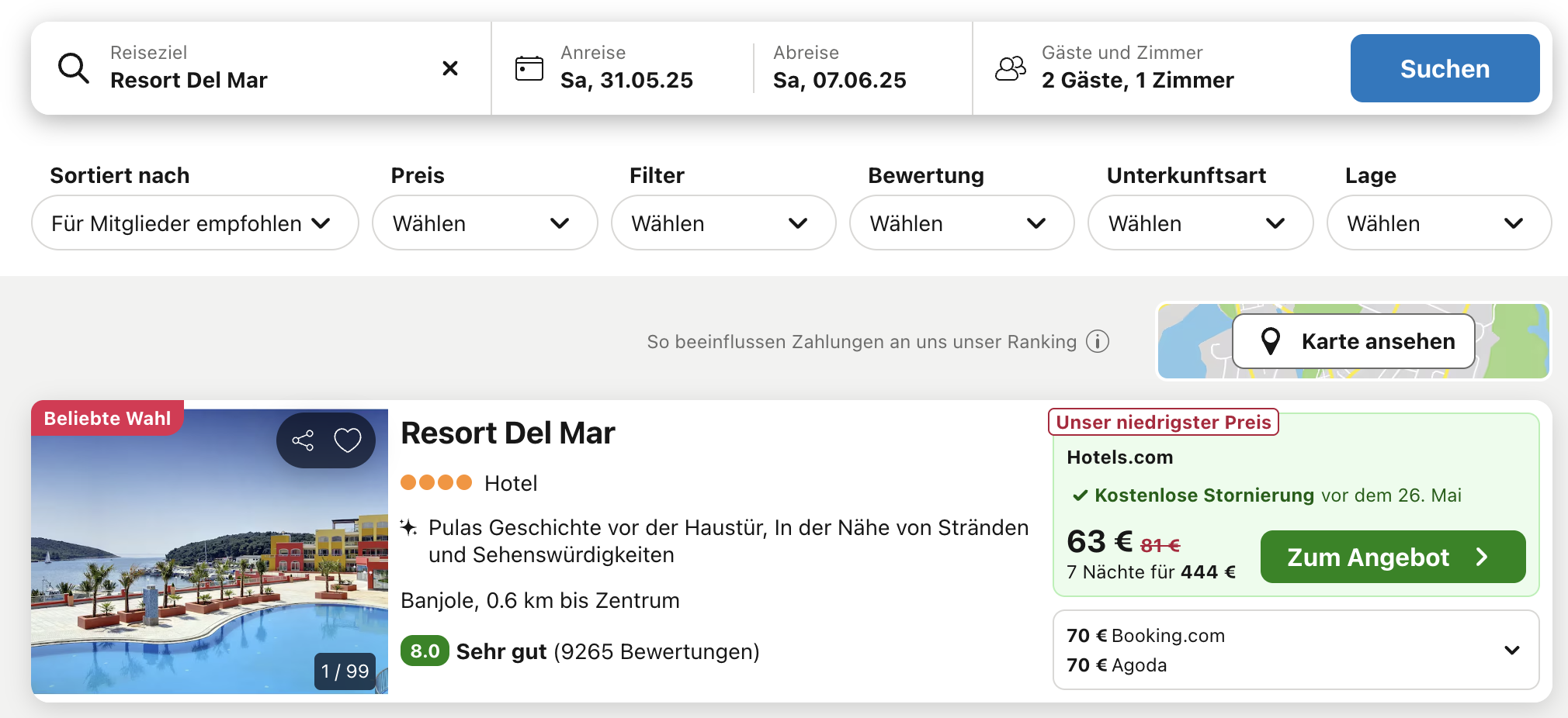 Screenshot Trivago