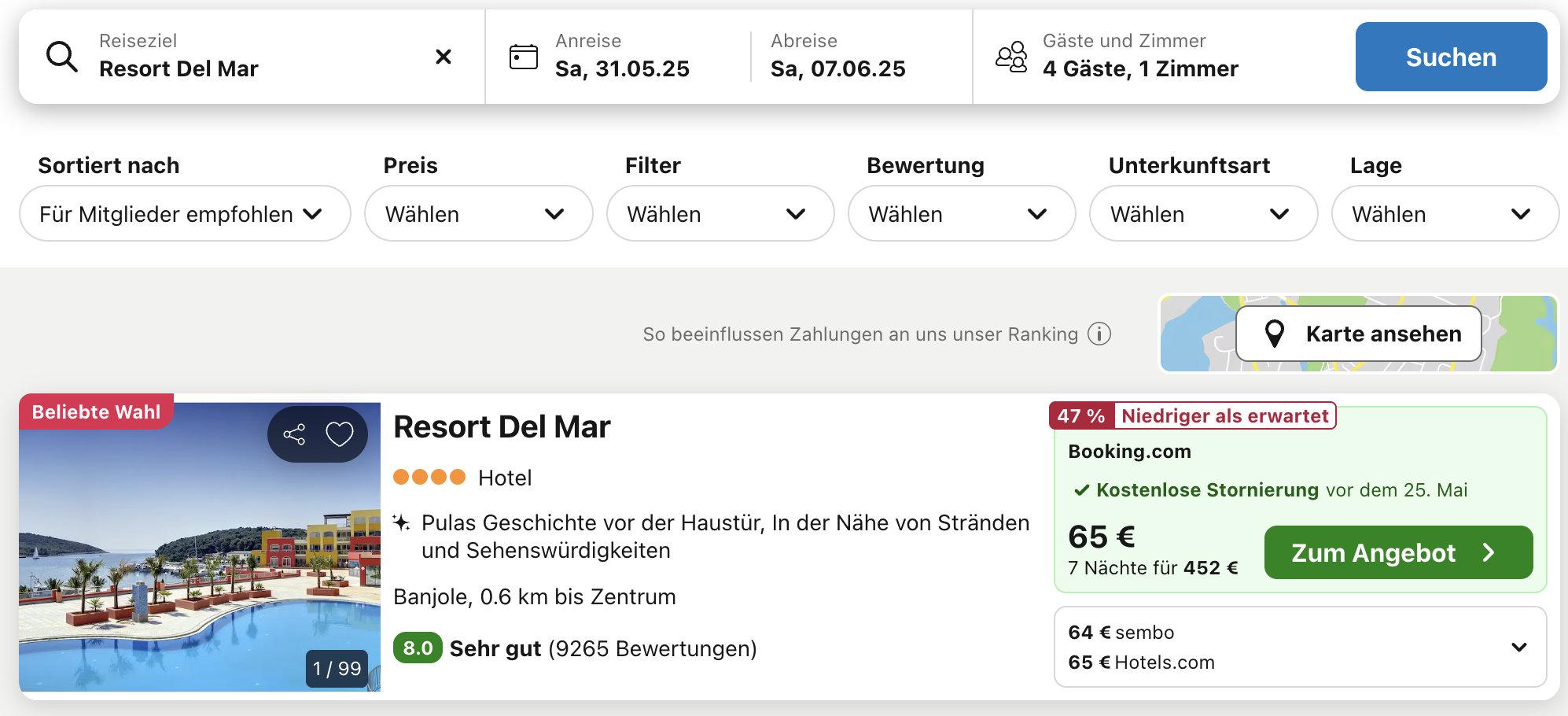 Screenshot Booking