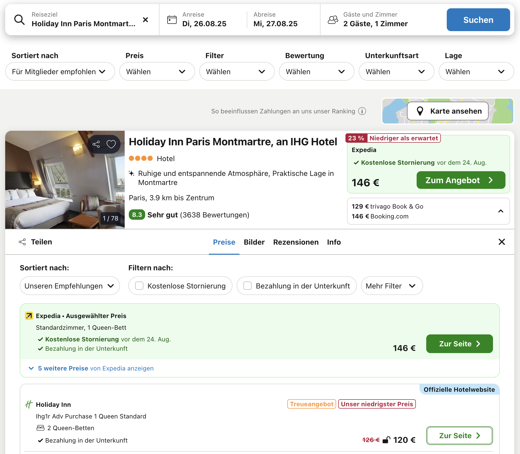 Screenshot Trivago