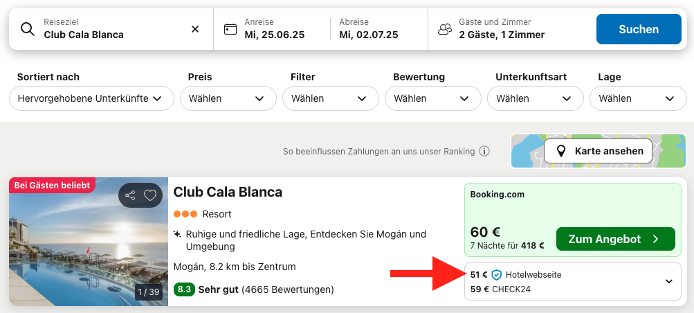 Screenshot Trivago