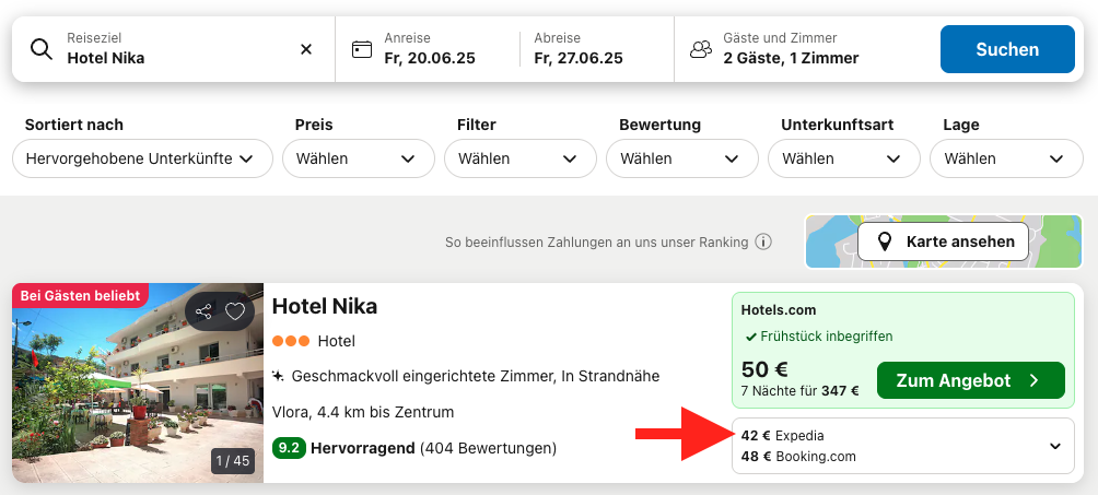 Screenshot Trivago