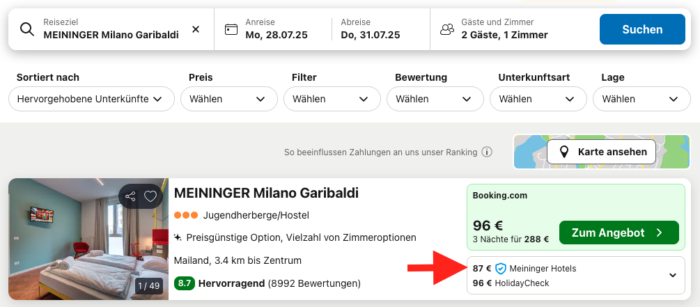 Screenshot Trivago