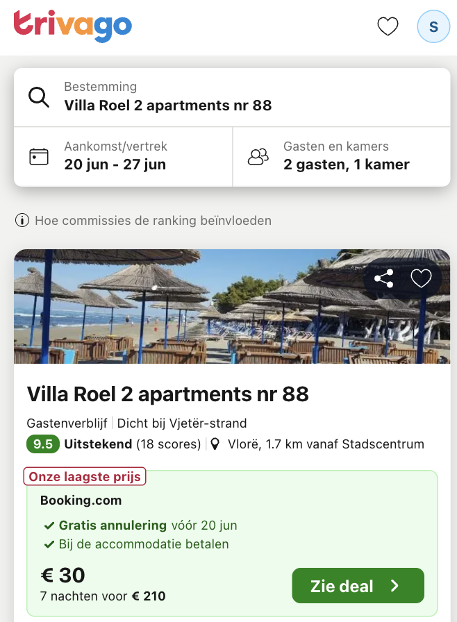 Screenshot Trivago
