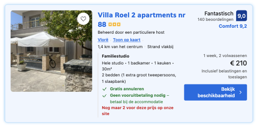 Screenshot Booking