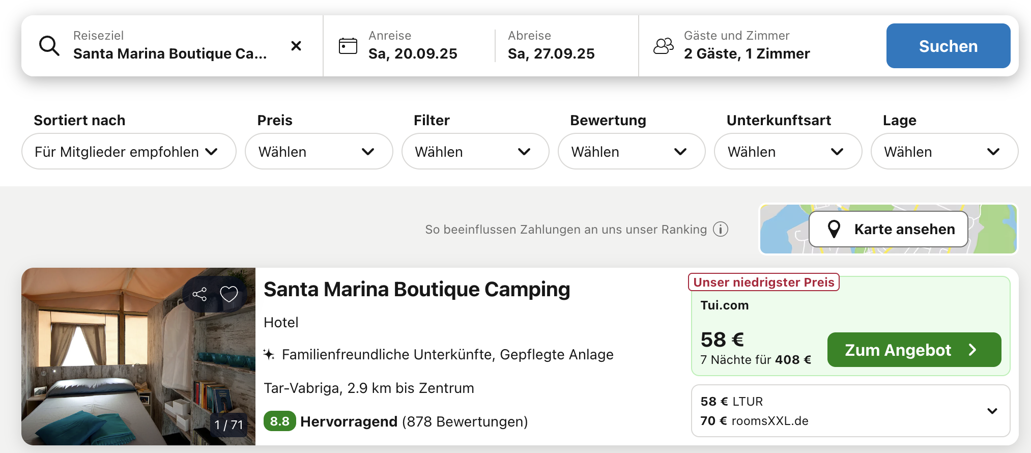 Screenshot Trivago