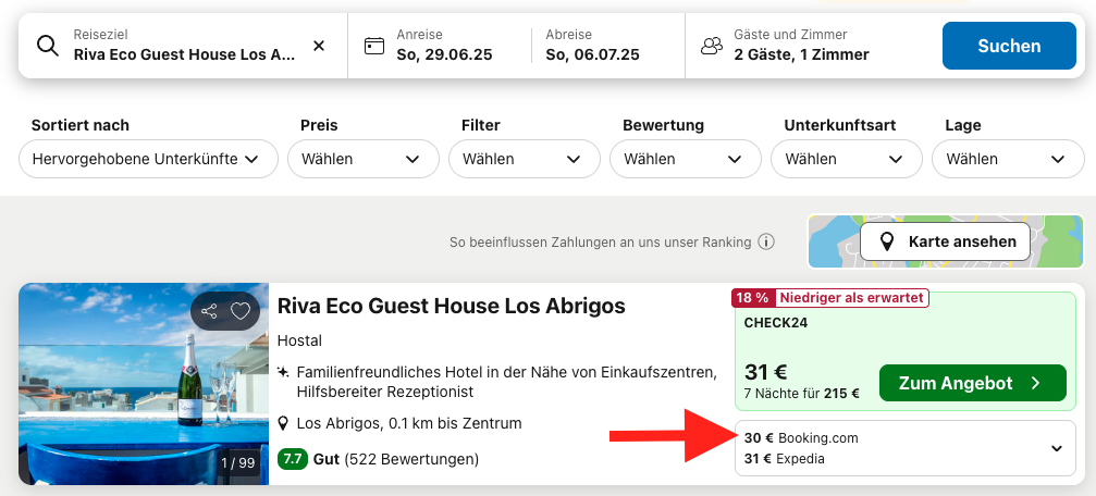 Screenshot Trivago