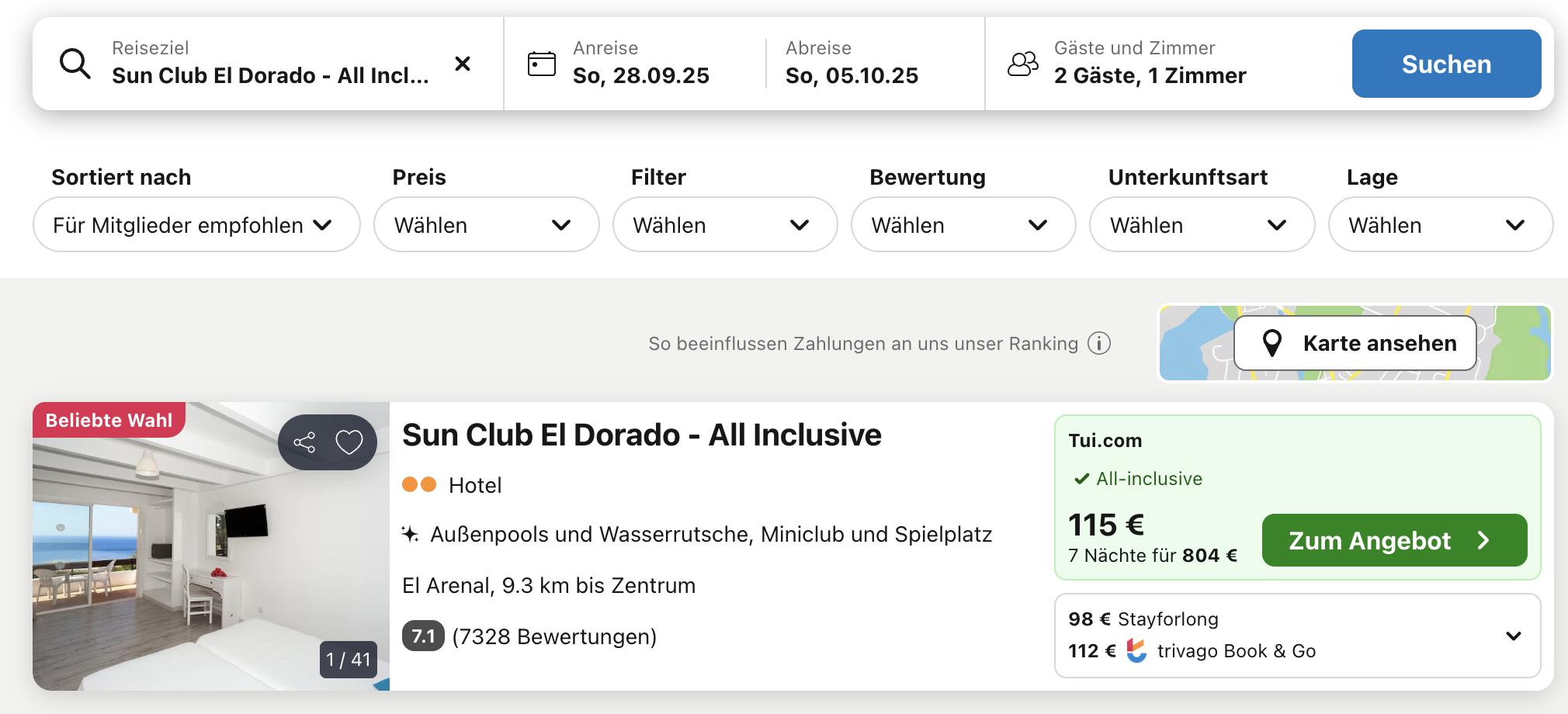 Screenshot Trivago