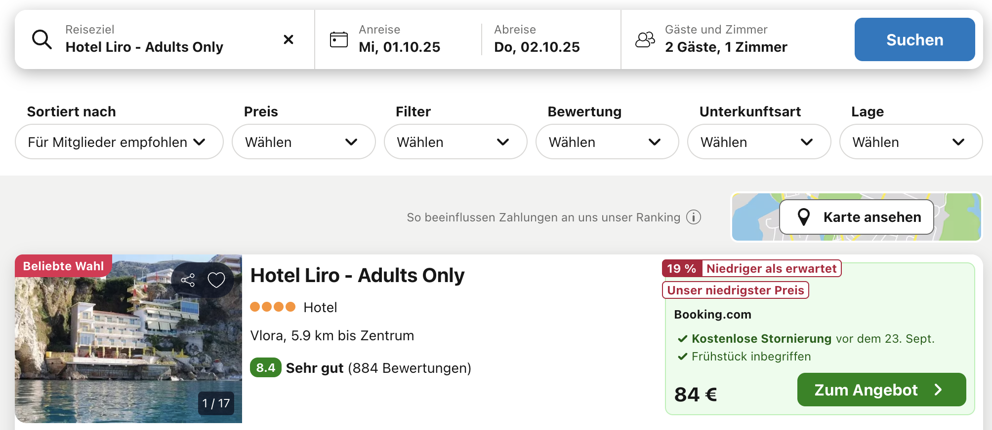 Screenshot Trivago