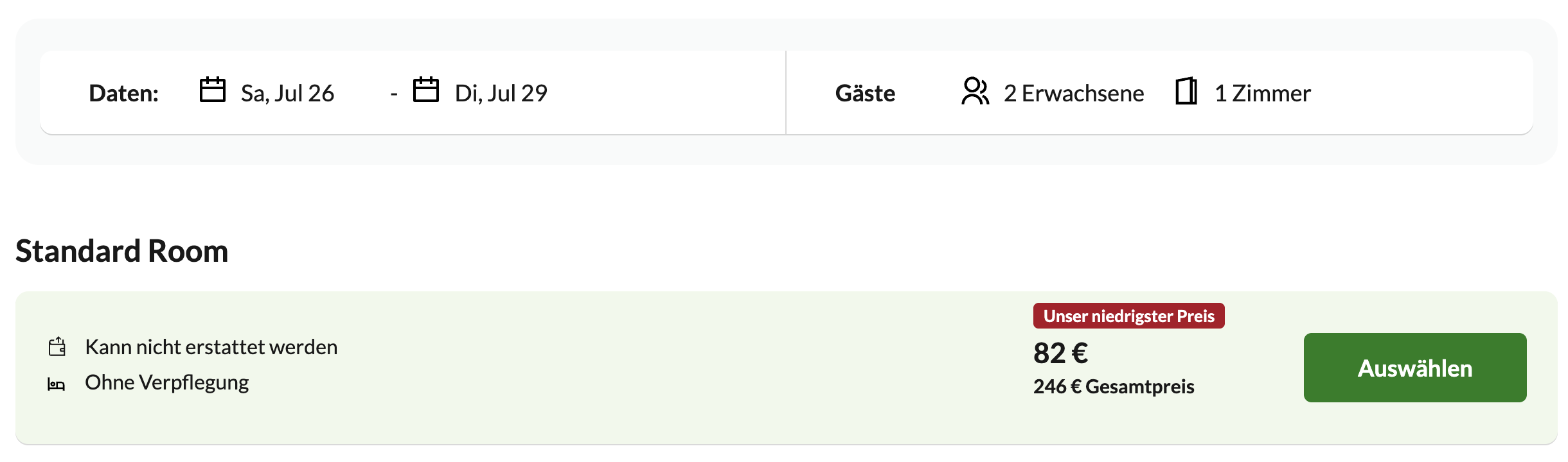 Screenshot Hotelseite