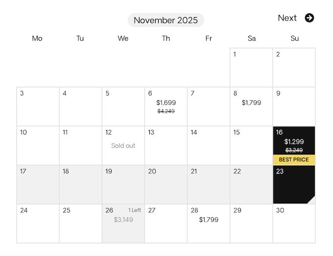 Screenshot taken on November 15th