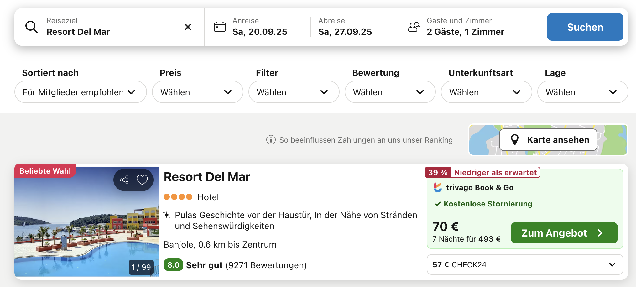 Screenshot Trivago