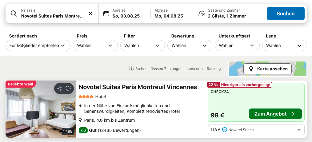 Screenshot Trivago