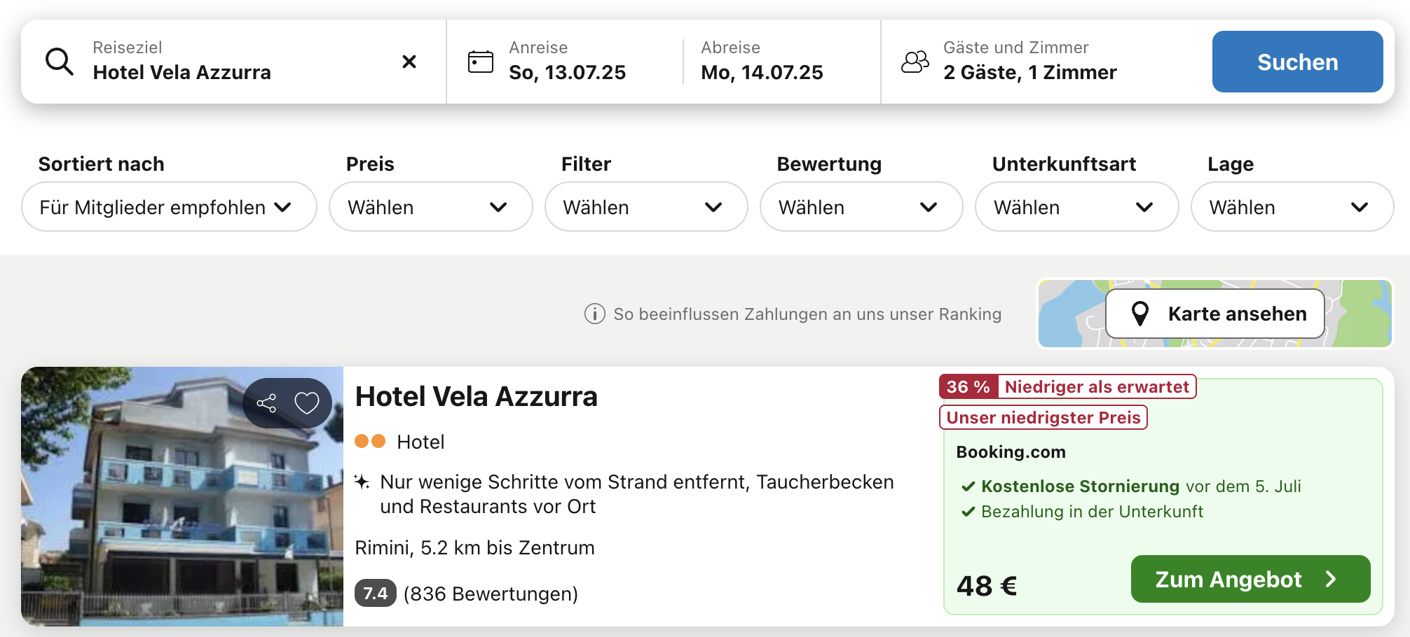 Screenshot Trivago