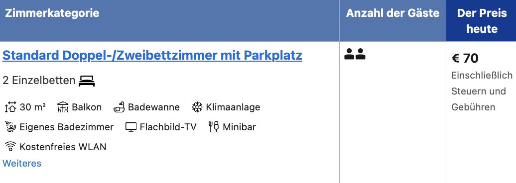 Screenshot Booking