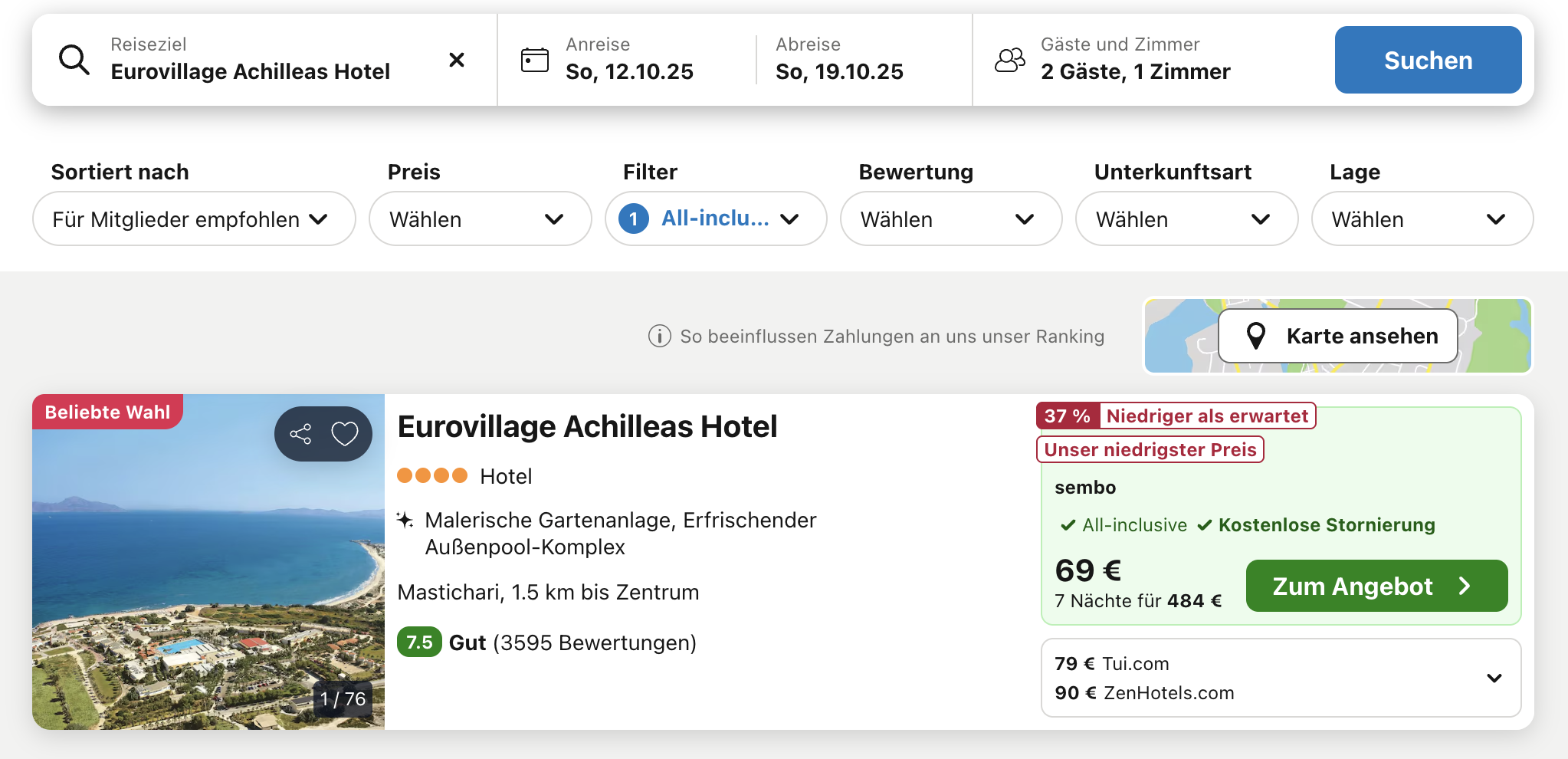 Screenshot Trivago